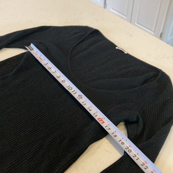 Reformation Cashmere Black Ribbed Scoop Neck Mia Cashmere Sweater XL - Picture 6 of 8